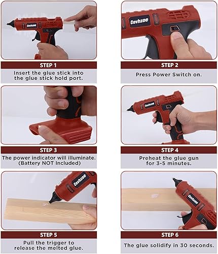 Miniatura 6 de Pistola de pegamento caliente de 100 W, pistola de pegamento inalámbrica para batería de iones de litio de 18 V Milwaukee con 20 barras de pegamento