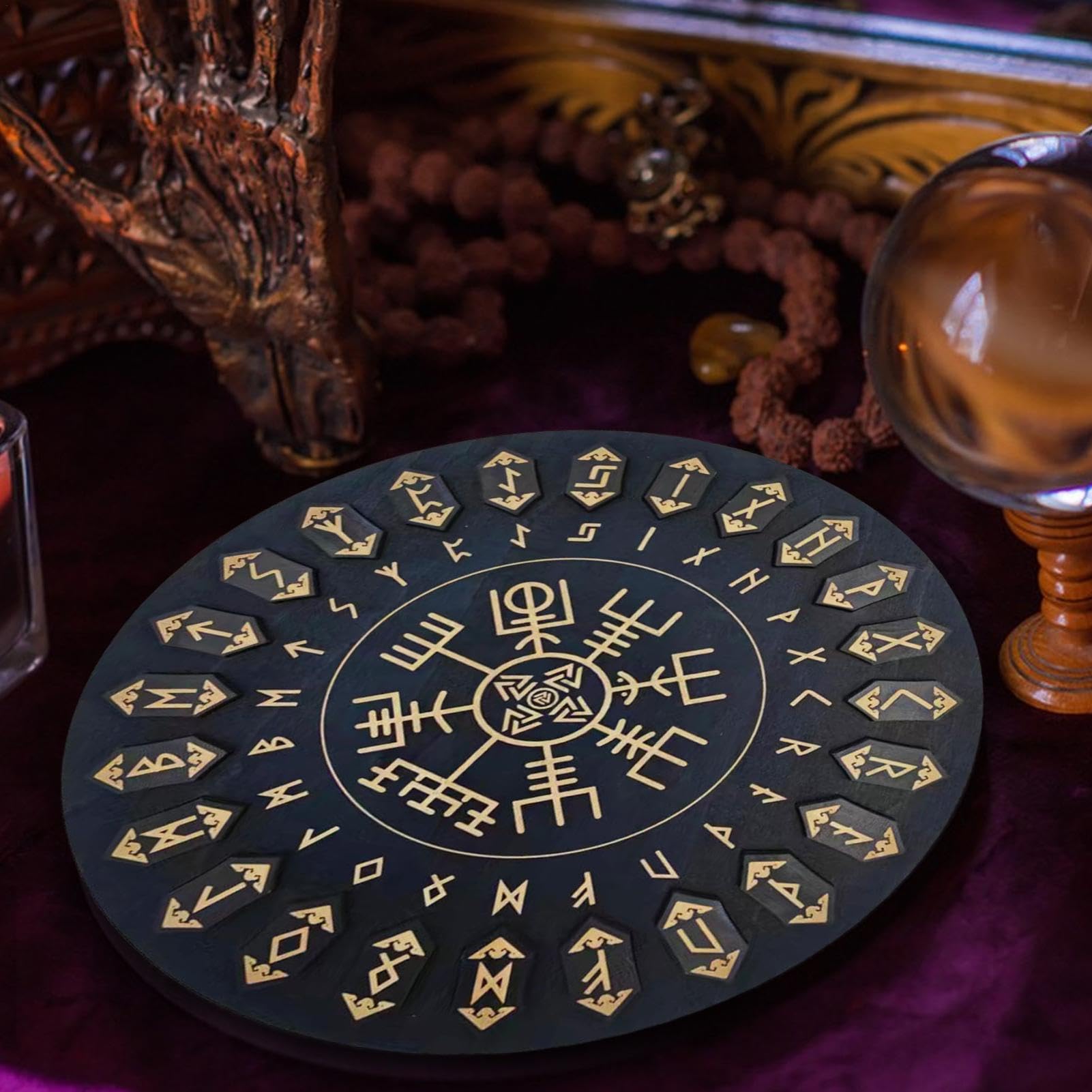 Set di rune da, set di rune in legno, rune divinazione in legno, iscrizioni per meditazione e divinazione, forniture multifunzionali per streghe, strumenti decorativi per meditazione