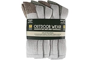 HOT FEET 4-Pack Breathable Thick Wool Hiking Socks