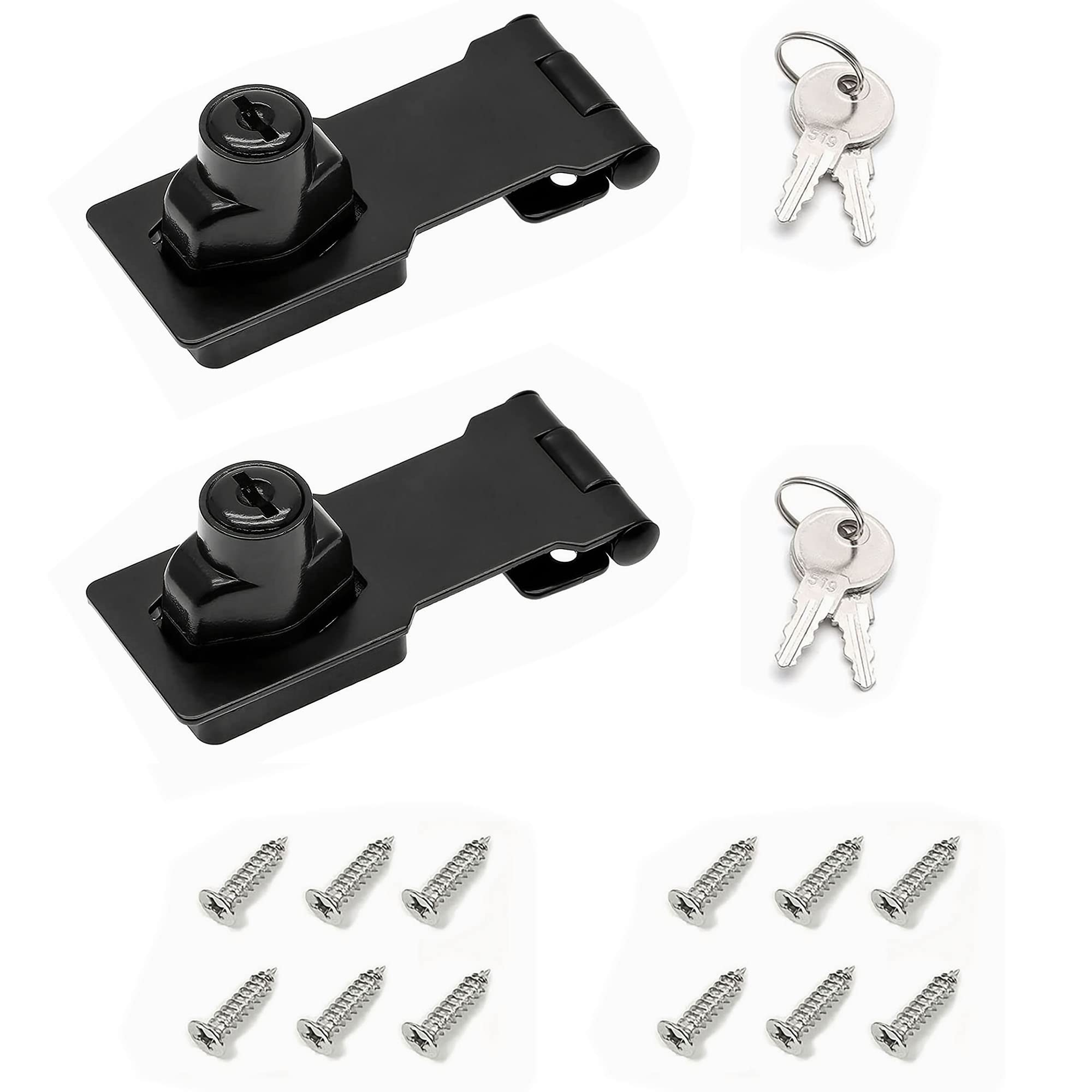 I-EASYDWW 3 Inch Keyed Hasp Lock for Cabinets & Small Doors, Twist Knob Design, Heavy Duty Zinc Alloy with Chrome-Plated Iron, Includes Keys & Screws