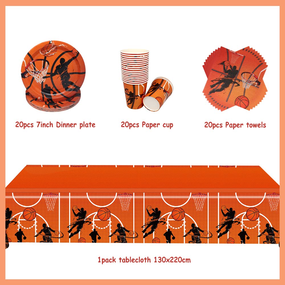 Doyomtoy 61 pezzi decorazione da tavolo da basket Piatti e bicchieri per festa di compleanno bambini