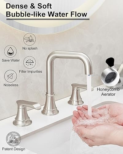 Miniatura 8 de Grifo de baño generalizado, grifo de baño de bronce aceitado de 3 agujeros, grifo giratorio de 360 grados, grifos de baño de 8 a 16 pulgadas con 2