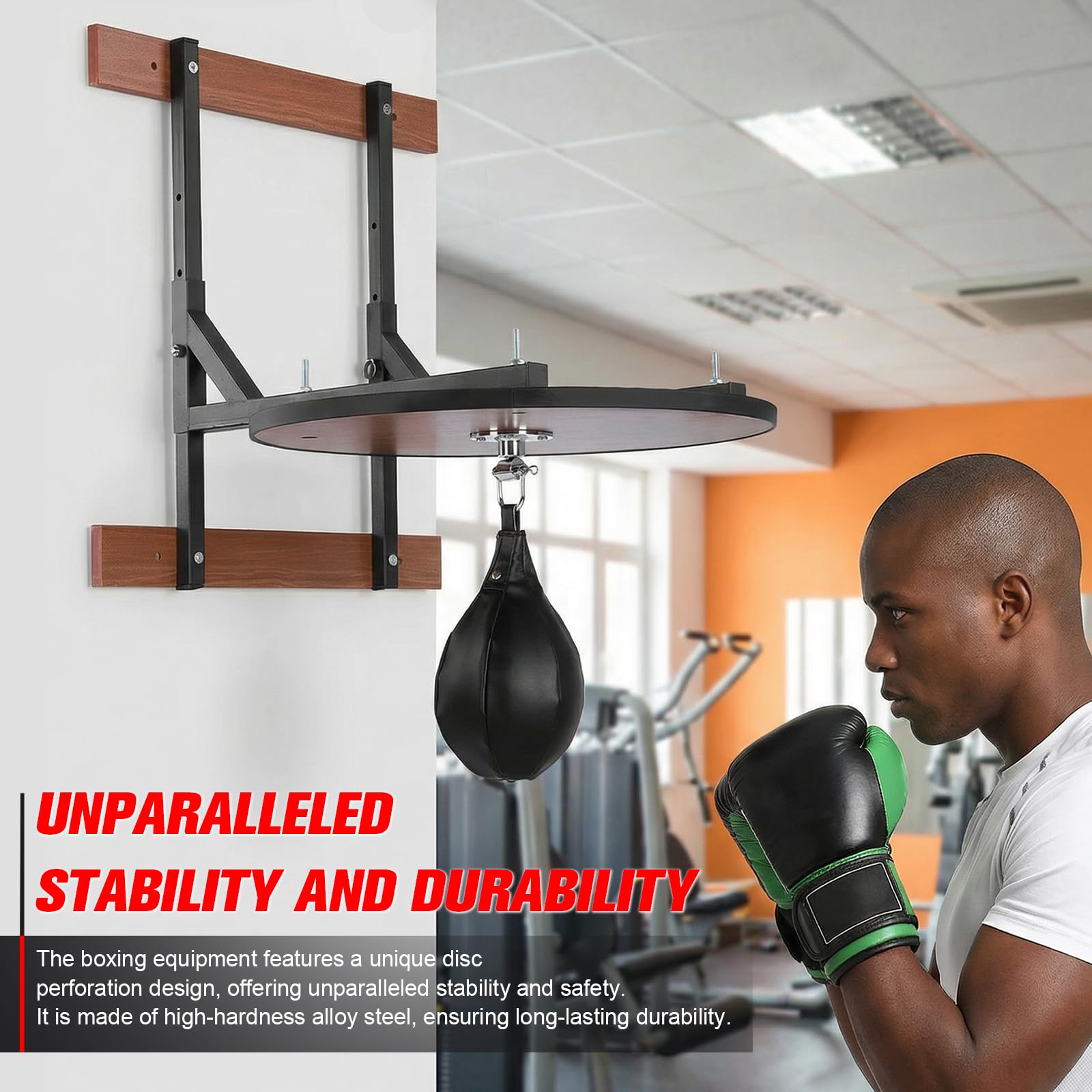 Speed Bag Platform Kit - Heavy Duty Boxing Training Equipment with Punching Ball & Air Pump, Adjustable Height Wall Mount Boxsack Stand for Home Fitness Boxing and Fitness Enthusiasts