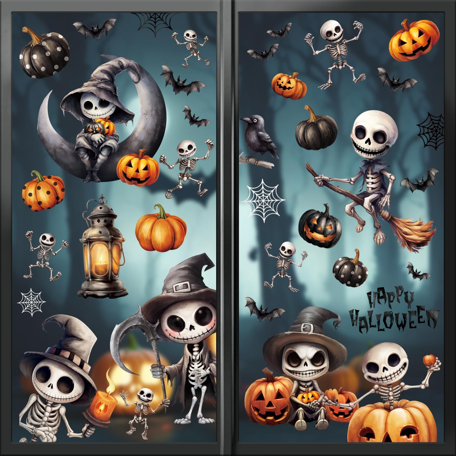 Suloli Black Halloween Decorations,Halloween Window Stickers Reusable Window Decorations Stickers Window Clings Window Decals