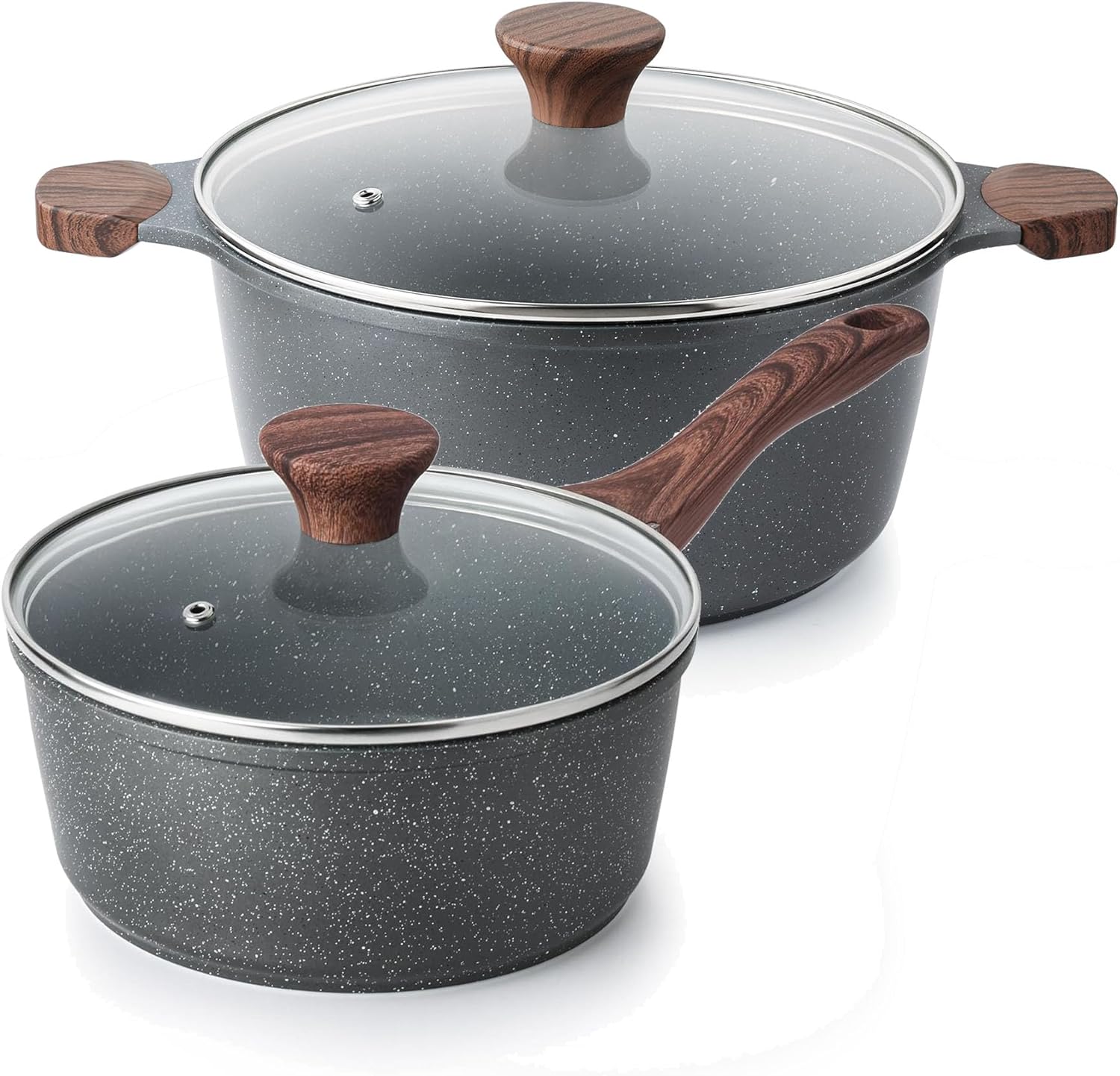 SENSARTE Nonstick 1.5 Quart Saucepan with Lid and 4.5 Quart Stockpot with Lid