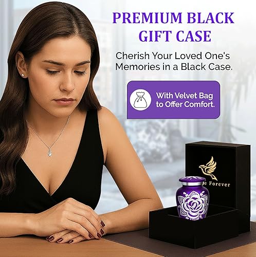 Miniatura 5 de Urna de Cremación de Rosa para Cenizas para Mujeres y Hombres - Urnas de Rosa Artesanales para Cenizas Humanas Adultas Femeninas y Masculinas -