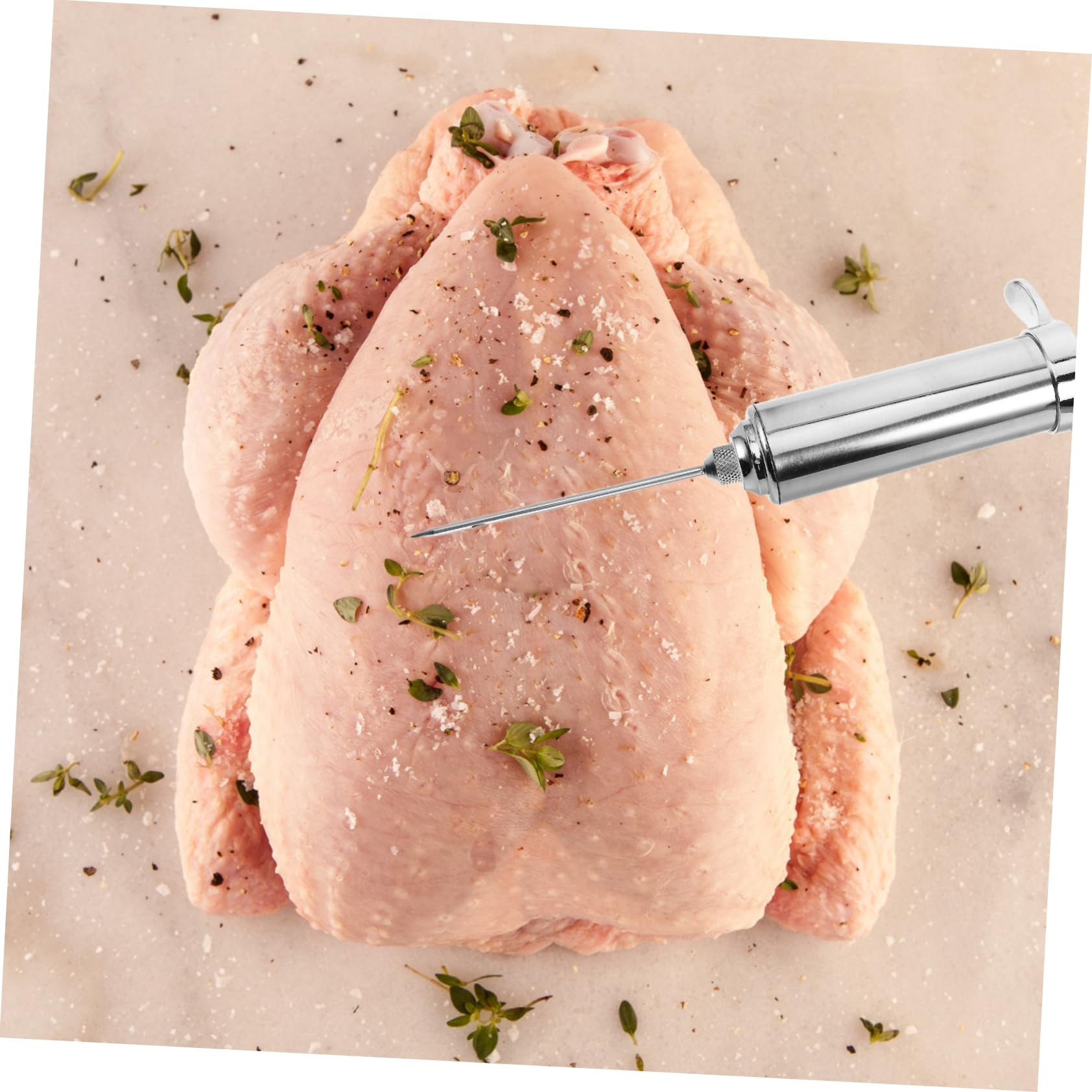 Alipis Fleischinjektor mit Reinigungsbürste Marinadenspritze für Bbq Truthahn Huhn Vielseitiges Werkzeug für Gleichmäßige Würzung und Einfache Grillzubehör
