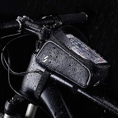 Miniatura 3 de Bolsa de marco de bicicleta, soporte para teléfono de bicicleta, bolsa impermeable para manillar de bicicleta, bolsa de tubo frontal superior para