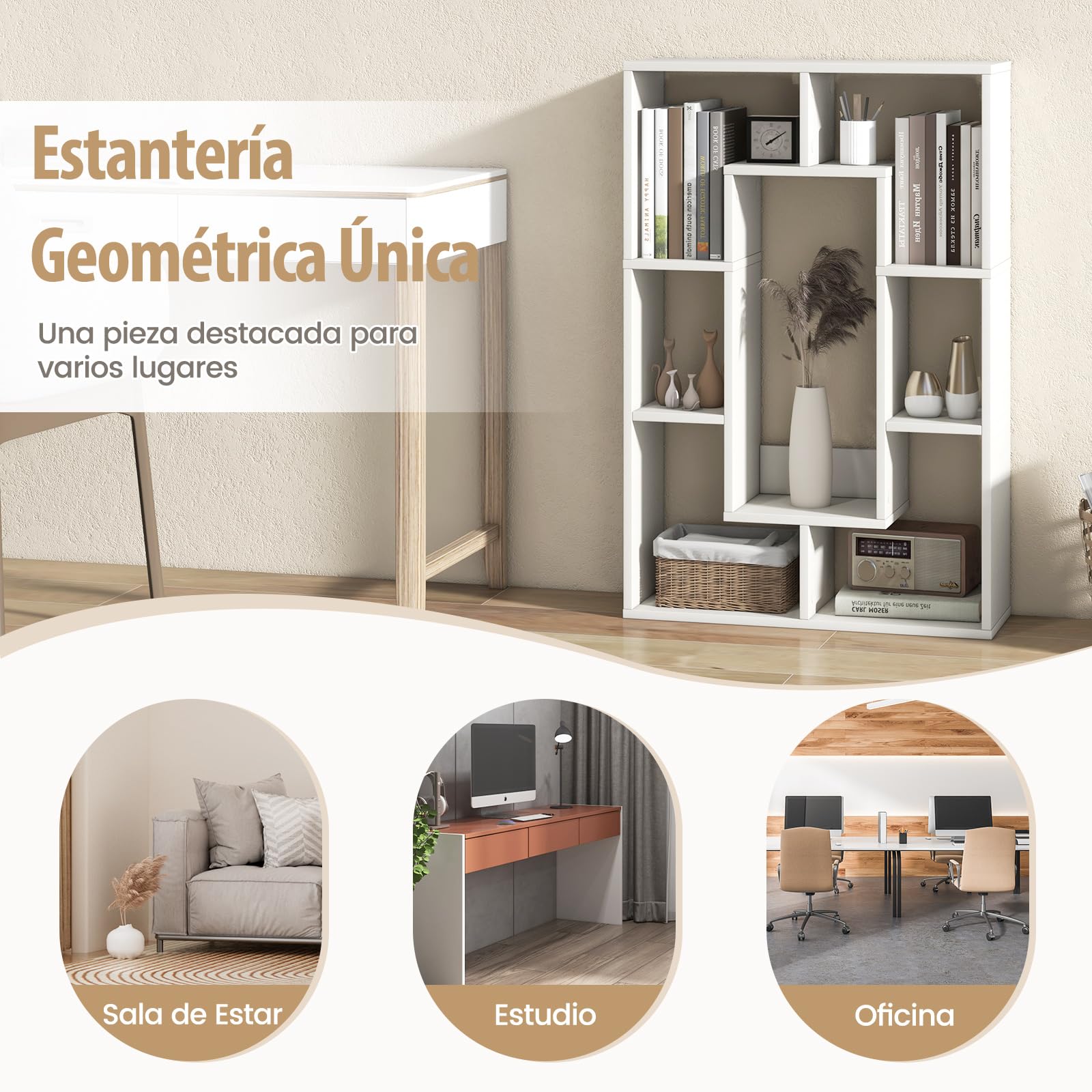 COSTWAY Estanteria Cubos, Libreria Estanteria de 7 Cubos, Estanteria Libros Salon Dormitorio, Estudio, Oficina, 60 x 20 x 90 cm (Blanco)