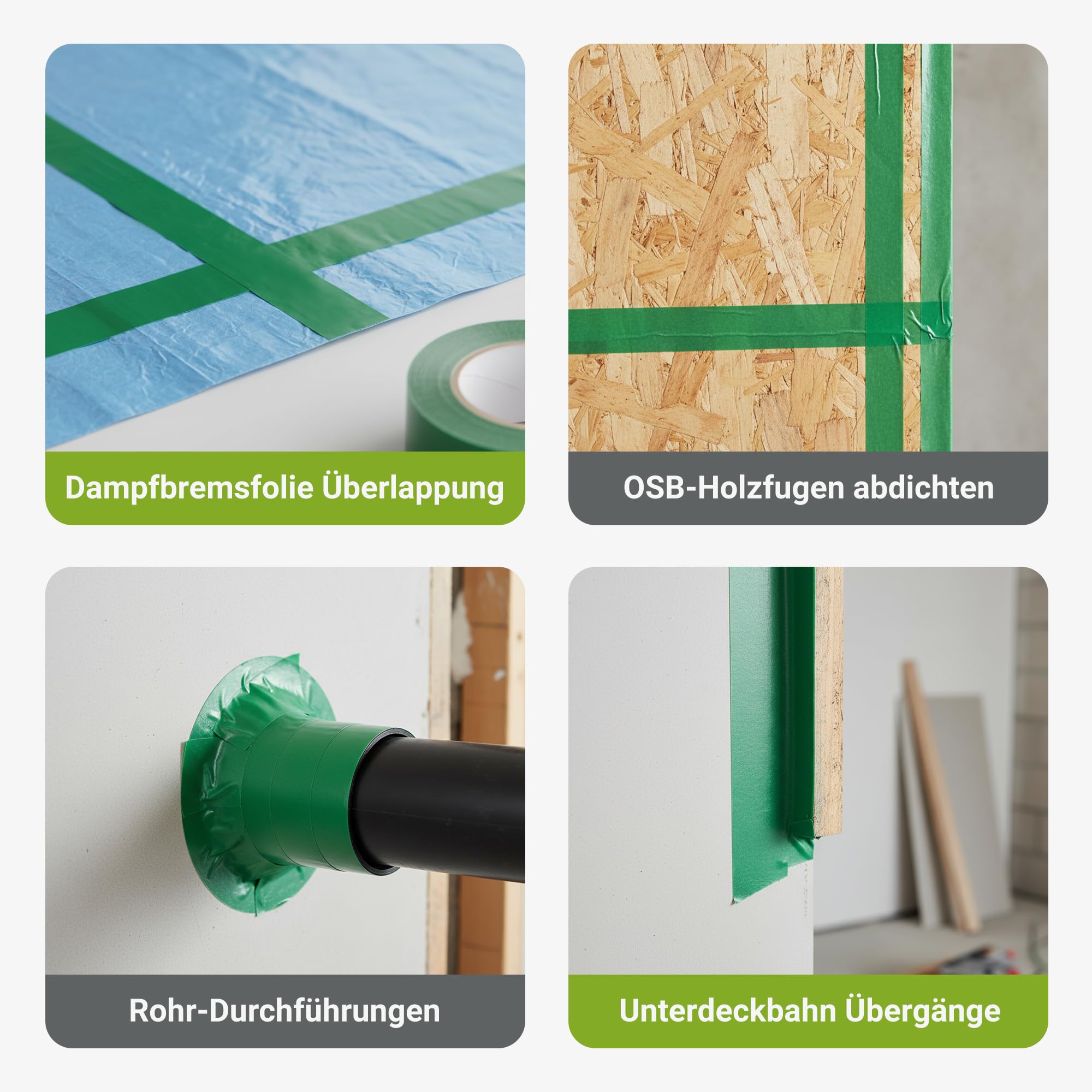 Colorus Dampfsperrklebeband 50 mm x 25 m 4 Rollen Folienklebeband