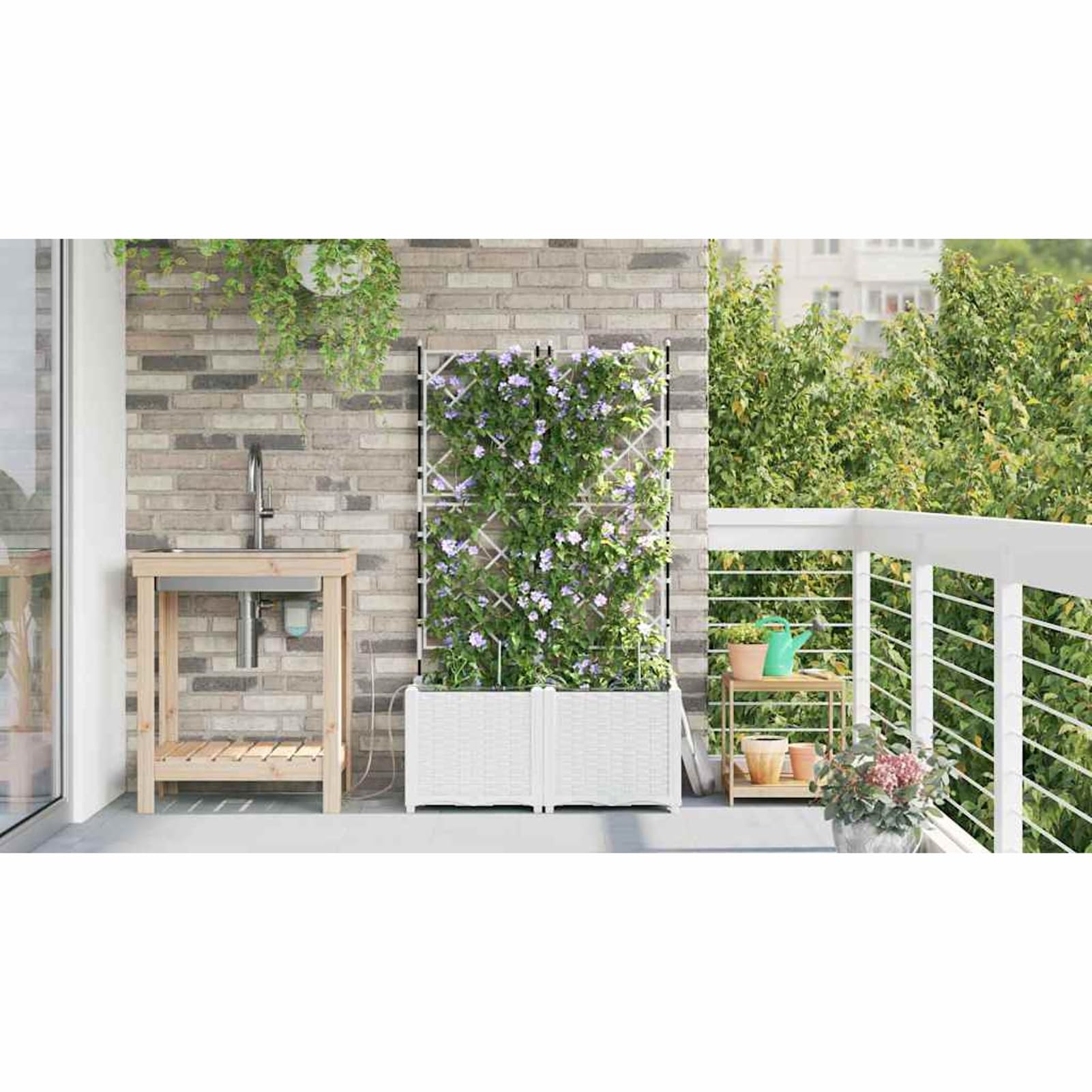 Geecher Vaso da Giardino con Sistema di irrigazione, 2 Pezzi, 80 x 40 x 142 cm, in Acciaio, fioriera per Esterno per Principianti e Appassionati di Giardinaggio