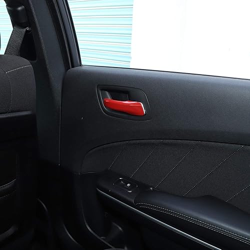 Miniatura 3 de Voodonala Para Dodge Charger 2011-2020 - Manijas interiores de puerta, ABS rojo 4 piezas