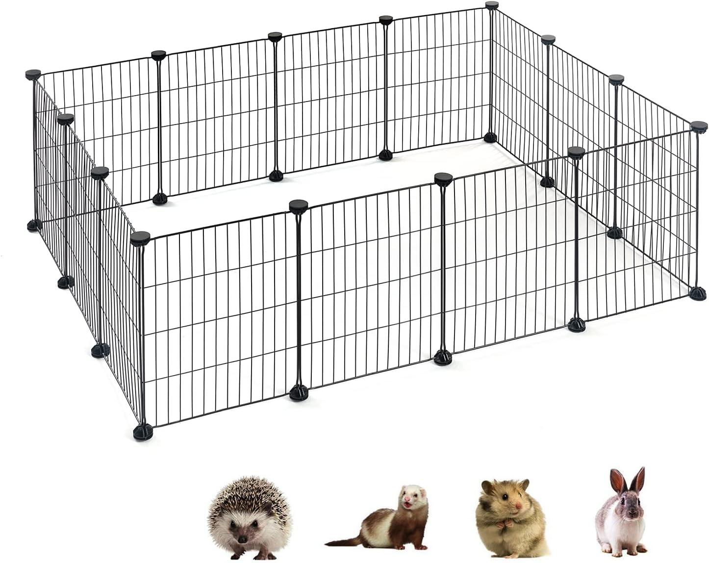 Kilodor Small Animals Playpen, 14pcs DIY Pet Cage Outdoor/Indoor, Metal Yard Fence for Guinea Pig, Kitten, Rabbit, Bunny, Puppy
