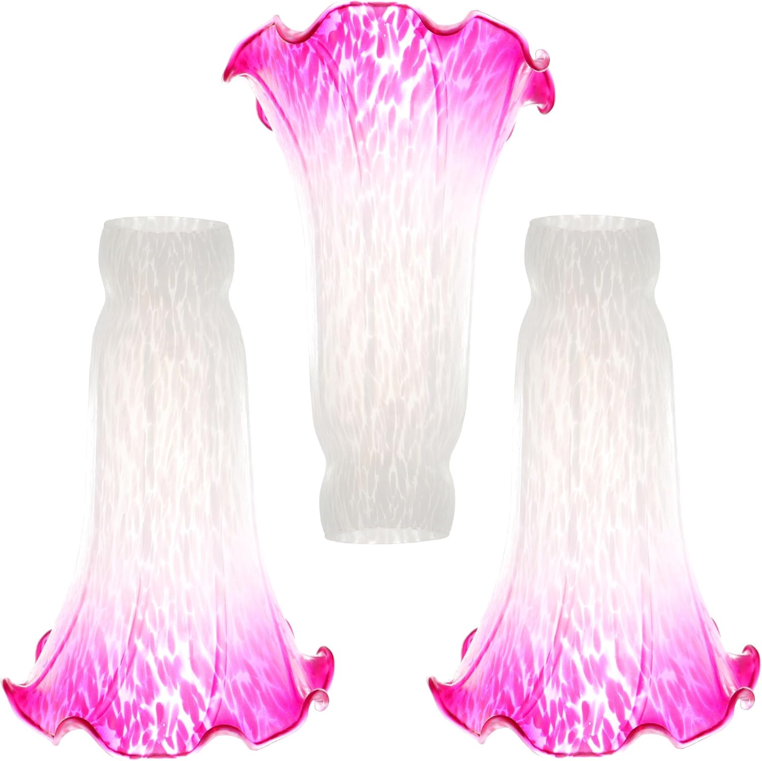 Lily Flower Glass Lampshade Replacement, 3 Pack,Tulip Style Table Floor Lamp Shade Replacement 4.2" x 4.2" x 6.7" (Bluish-Red)