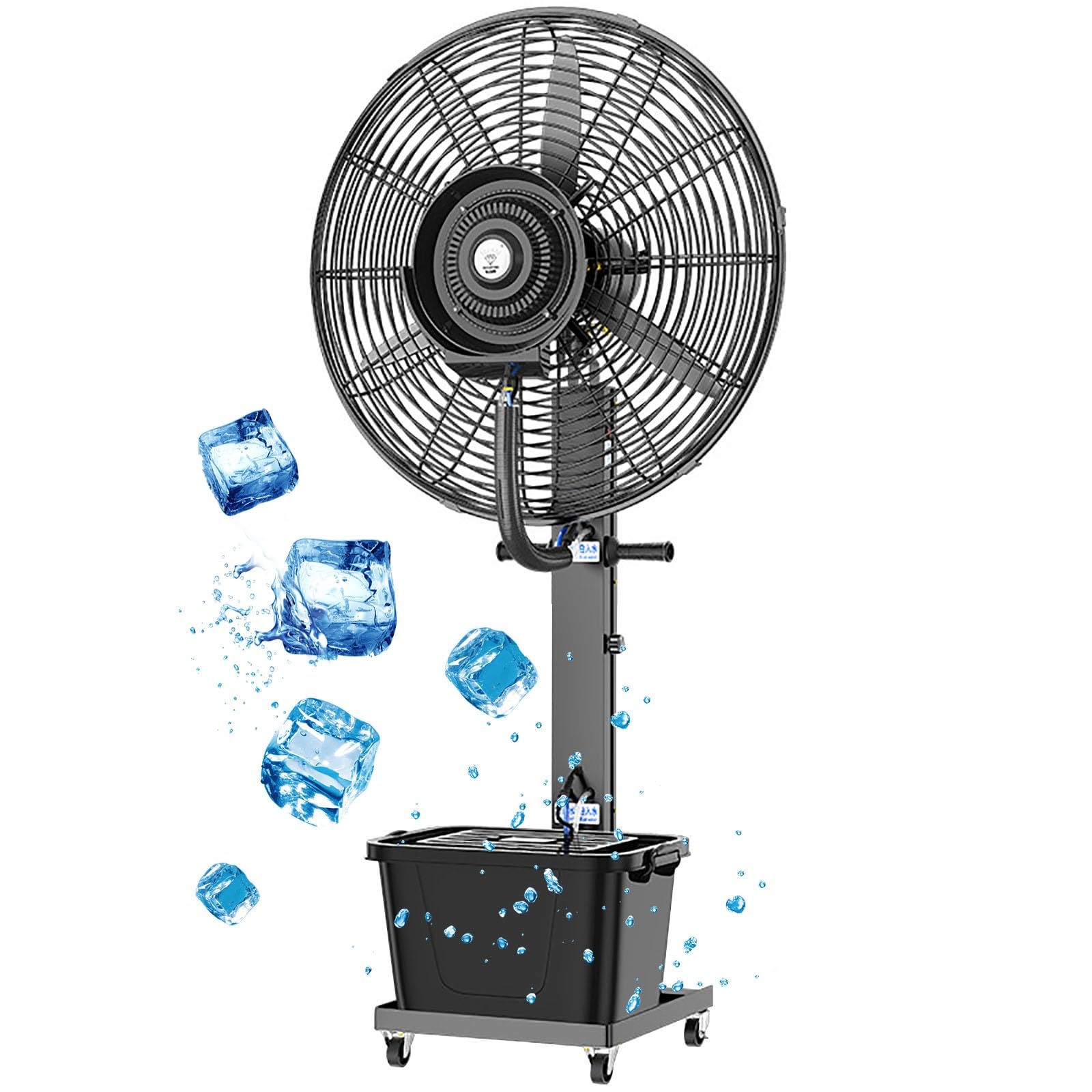 asdchZen Pedestal Fan Outdoor Oscillating Misting Fan, Commercial Industrial Floor Fan With 43L Water Tank, Cooling Spray Fan For Patios Workshop Warehouse,One Color-65cm