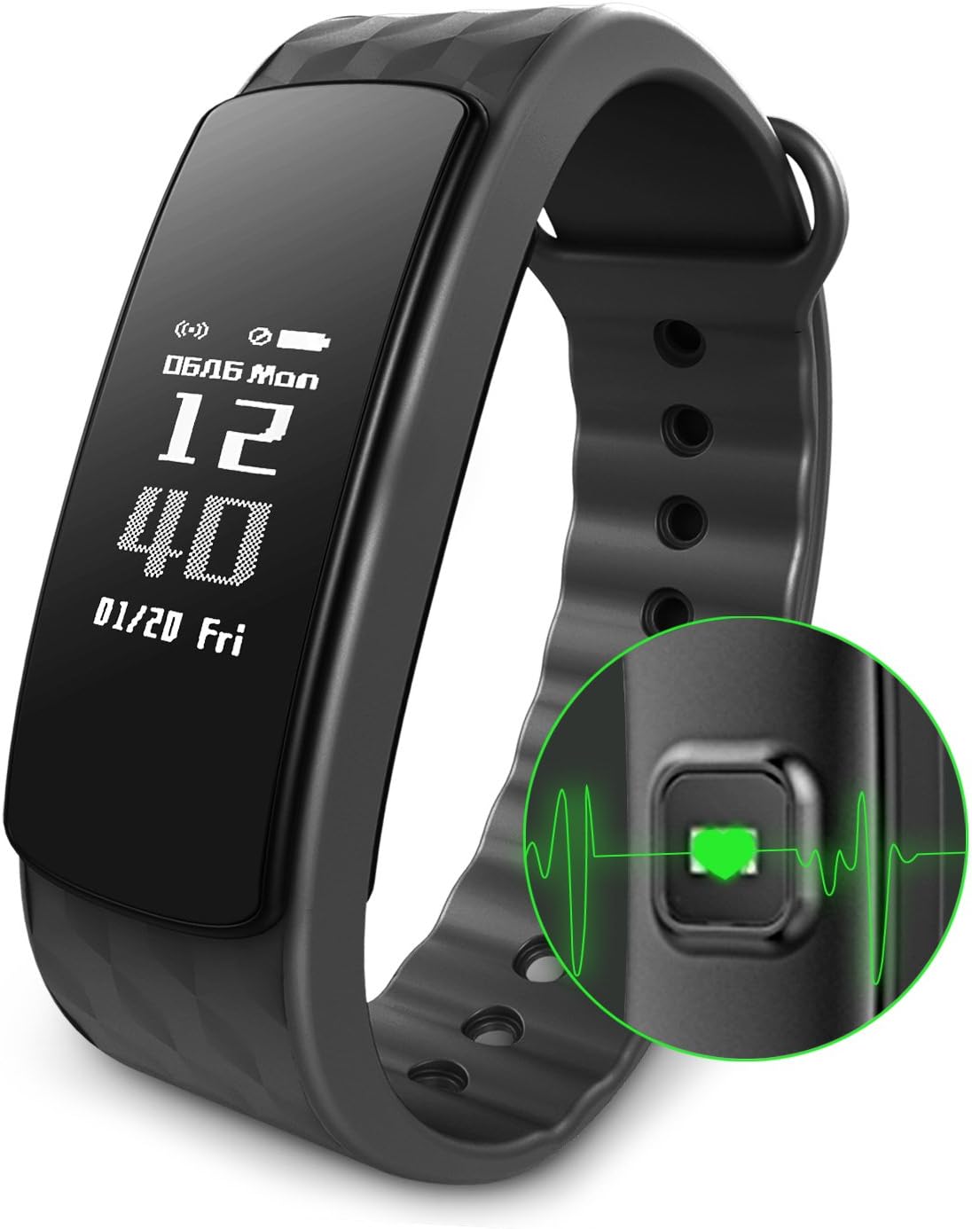 Fitness Activity Tracker, Smart Watch Band Heart Rate Monitor Wireless Waterproof IP67 Bracelet HR Wristband Pedometer Track Steps Sleep for iOS & Android Smartphone