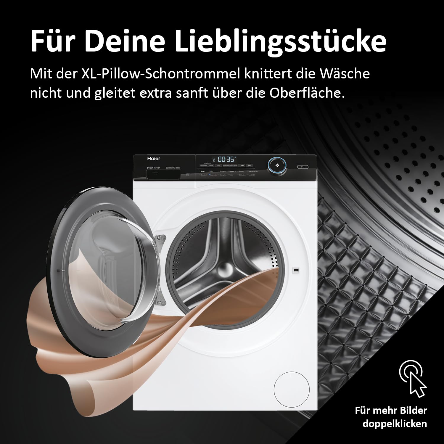 Haier Frontlader Waschmaschine 9kg I-PRO Serie 5 HW90-B14959U1 | Mit A-Effizienz, 1.400 U/Min. & leisem Direktantrieb, Per App steuerbar, Inkl. Schontrommel & Refresh-Programm
