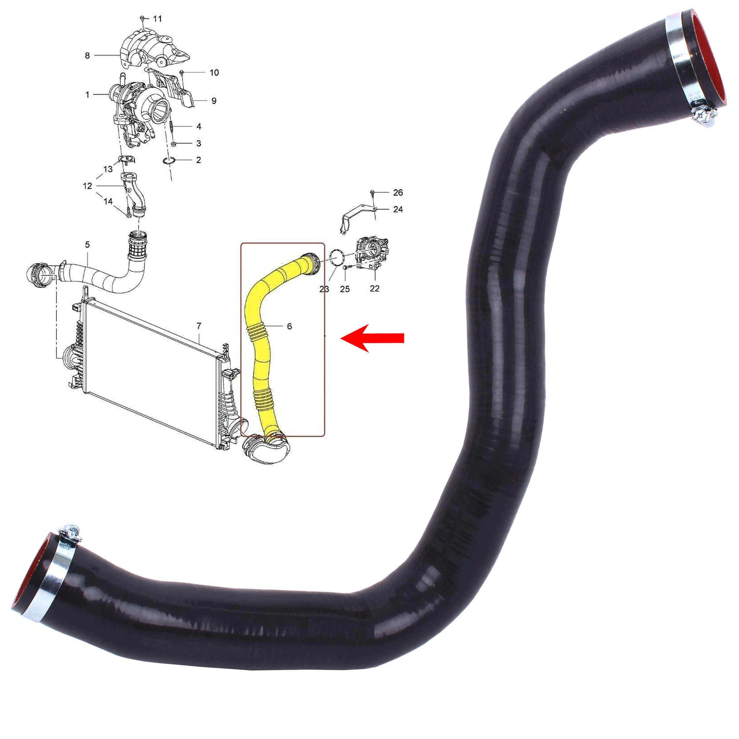 INLY Manguera turbo de silicona para el aire de carga, turbocompresor compatible con Insignia 2.0 Cdti 1302288 13419441 13419442 (2014-2017)