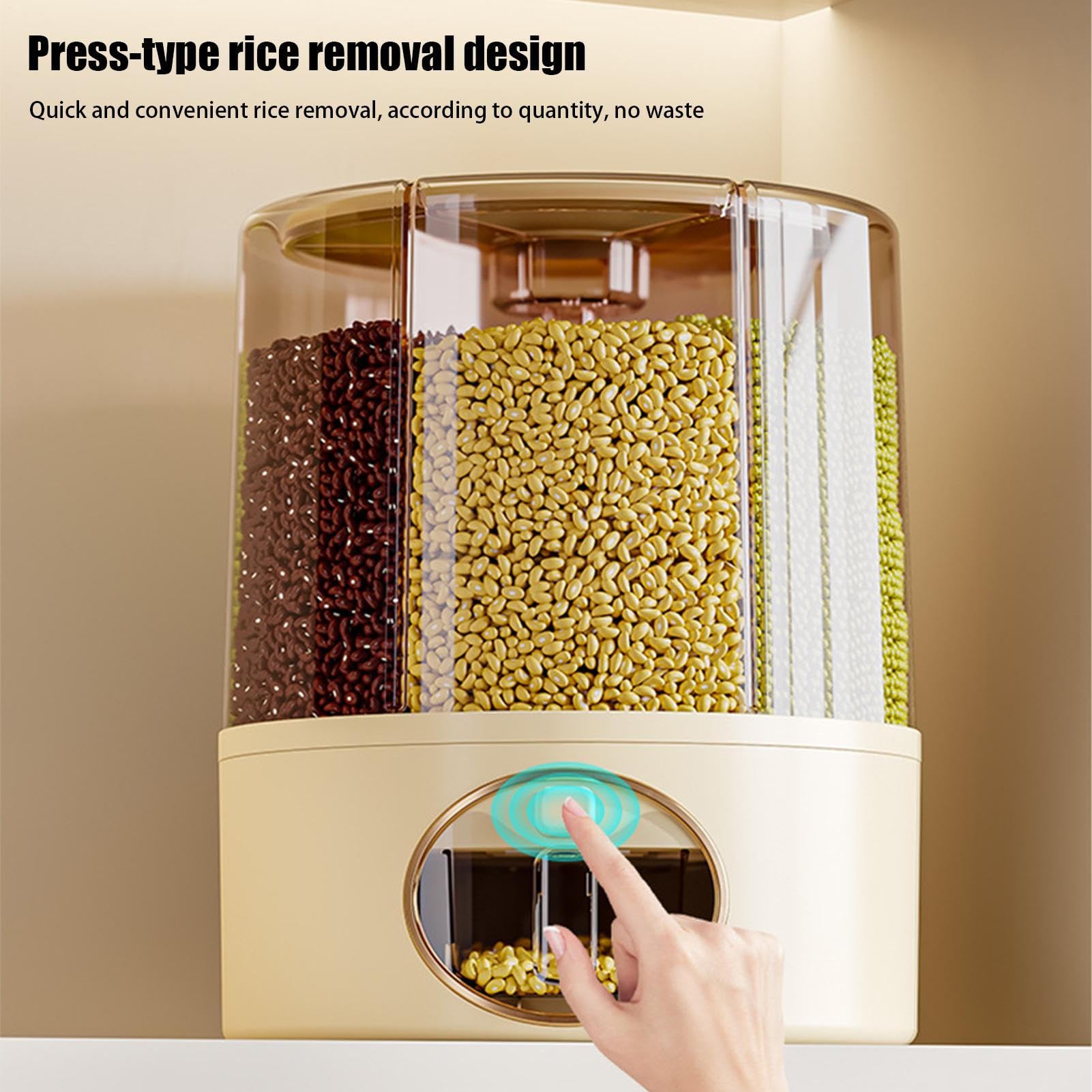 Contenitore per cereali 6 griglie rotante sigillato dispenser | Dispenser di riso a 6 griglie per la casa cucina dispensa cereali cereali Pet Food Container Organizzazione