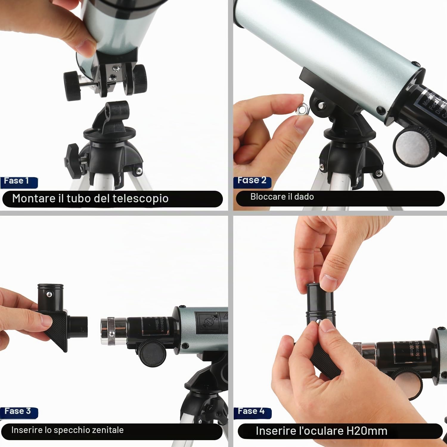 Telescopio Astronomico, Telescopio per Bambini 360/50mm 90X Zoom HD Telescopio Spaziale Monoculare Esterno Cannocchiale Rifrattore Portatile con Treppiede per Bambini/Adulti/Principianti.