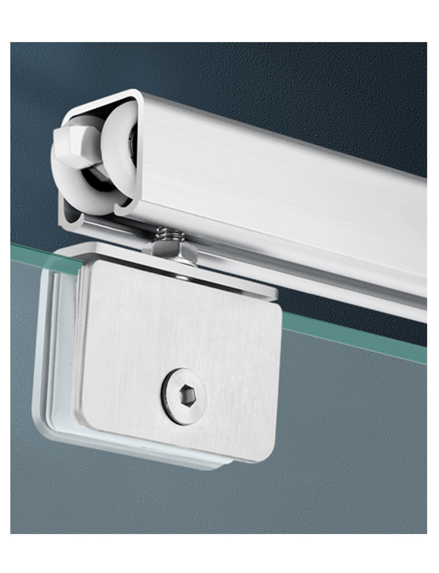 Kit de herrajes para Puerta corrediza de Vidrio, riel de Montaje en Techo sin Marco para Armario de derivación de 63 Pulgadas, Sistema de Puerta corrediza de Aluminio para Ducha, Granero, pa
