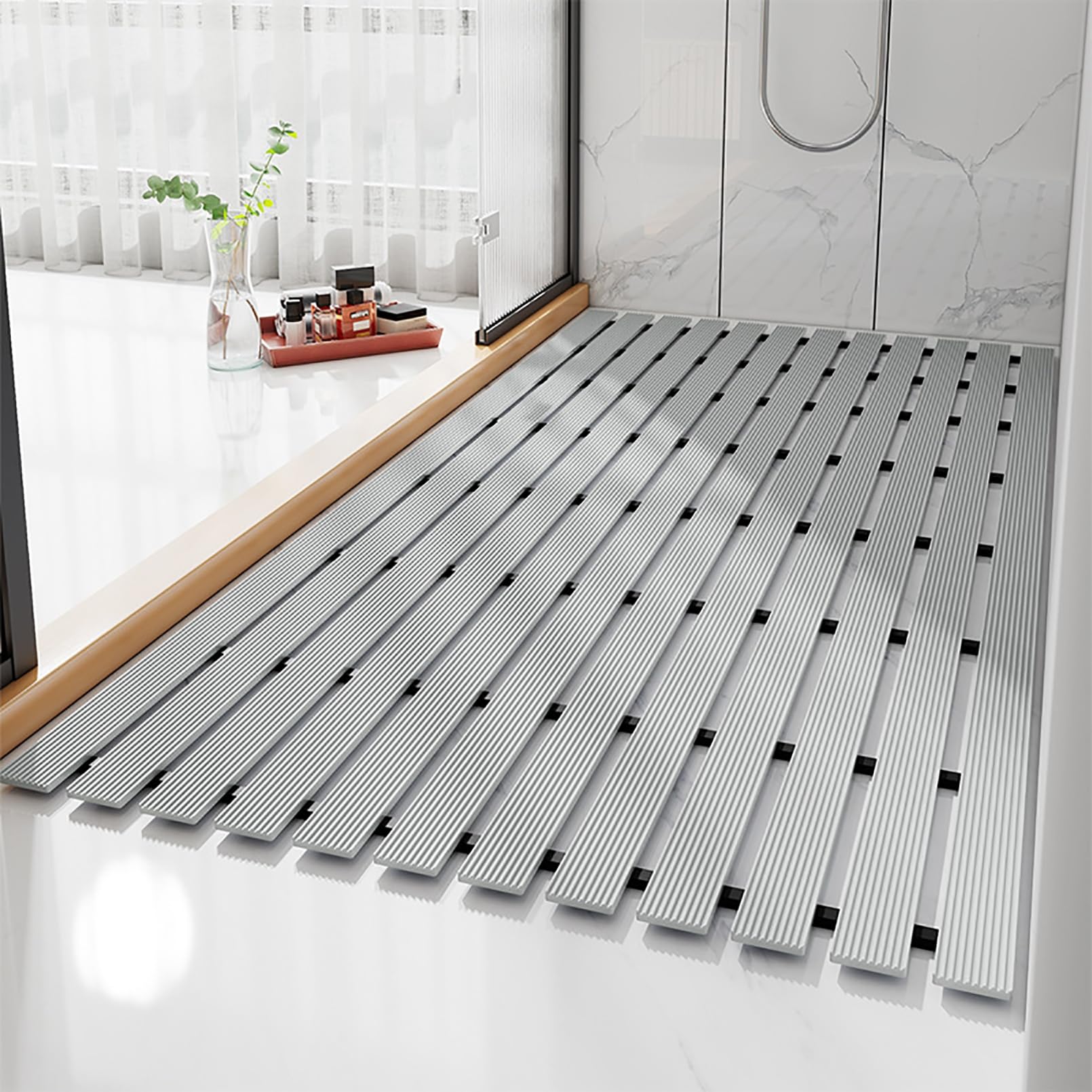 Tapis De Douche Antidérapant 60x90 Cm En TPE - Drainage Rapide, Design Moderne Pour Salle De Bain