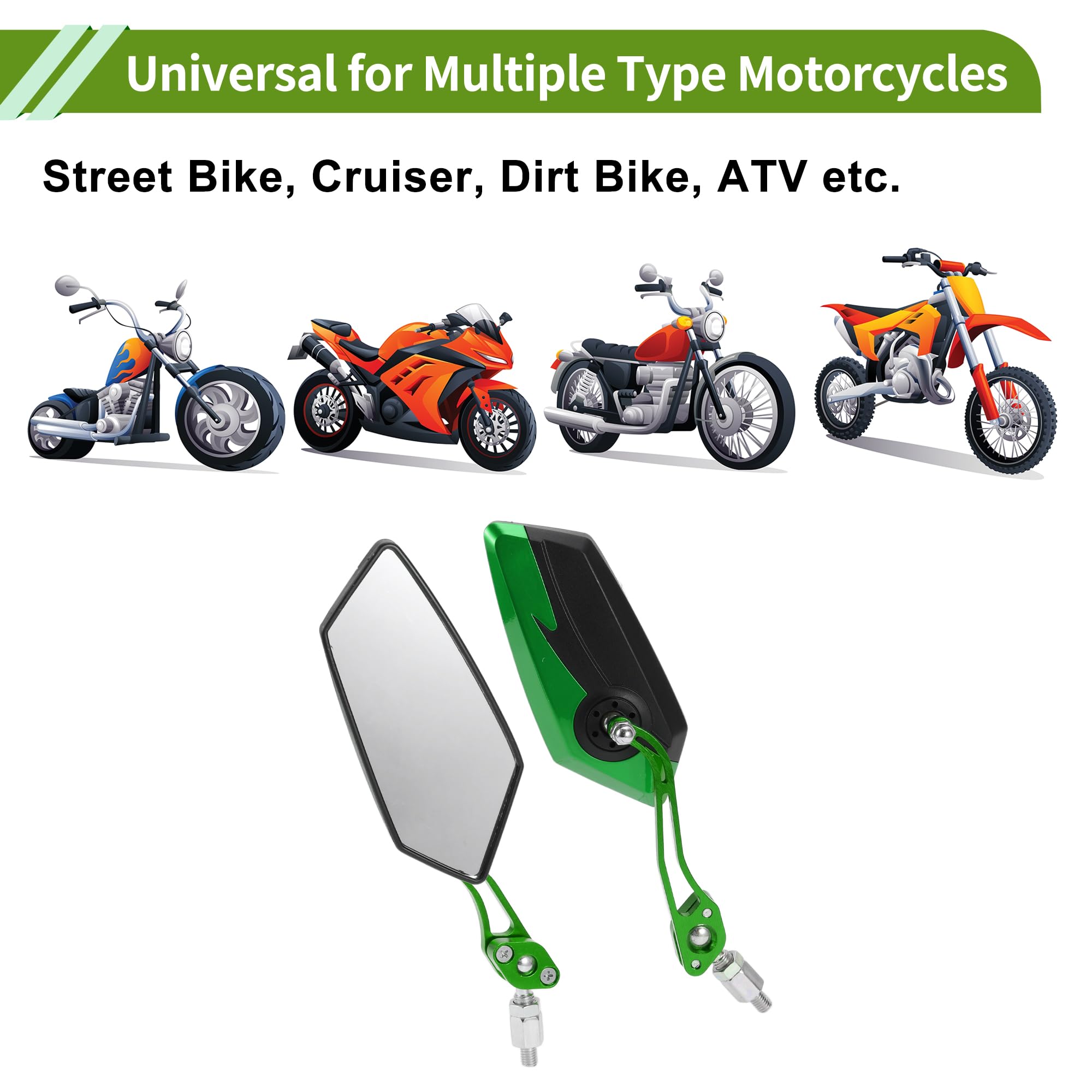 Specchietti retrovisori universali per moto M8/M10 neri e verdi