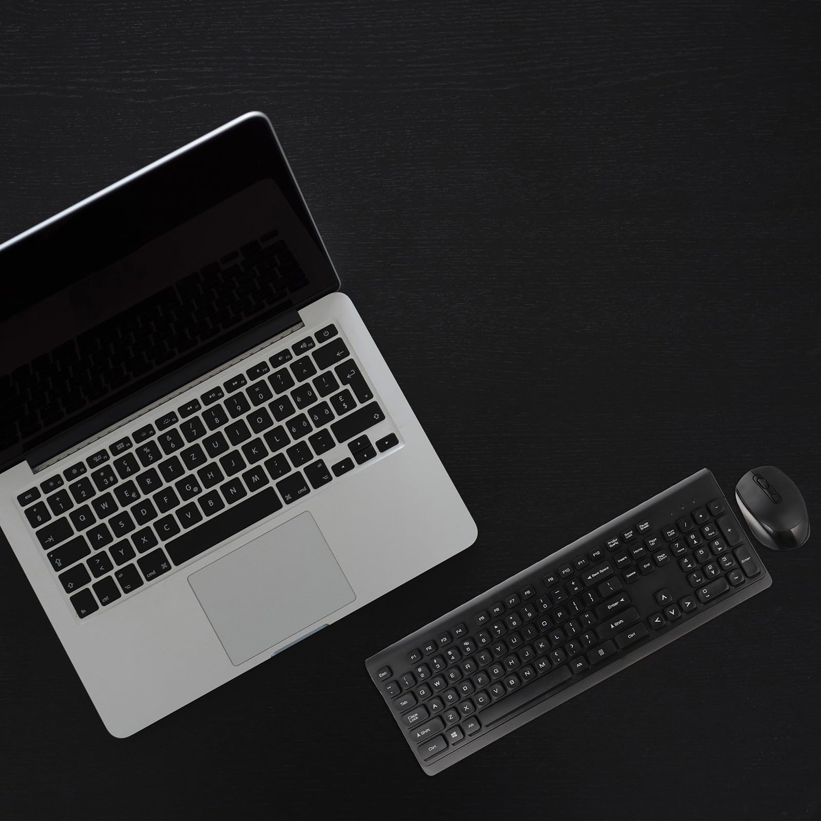 Juego de Teclado y Ratón Inalámbricos 2,4g 1600 dpi, Negro