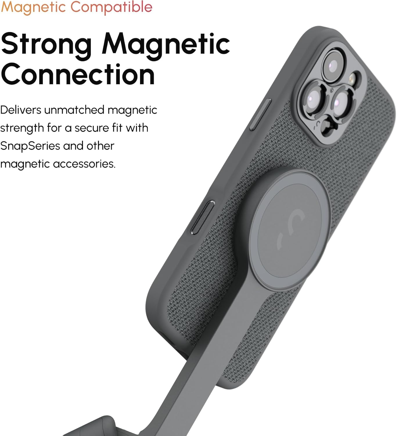 ShiftCam Fabric Camera Case Compatible with iPhone 14| Built-in Lens Mount | Magnetic-Case | Shoot Stunning Photos Instantly (iPhone 14 Series, iPhone 14 Pro Max) Dark Grey