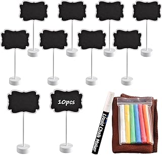 Food Labels for Party Buffet, Wood Mini Chalkboards Signs for Food with Stand, Food Signs for Party Buffet, for Message Board Signs, Place Cards for Weddings, Table Numbers, by UCEC