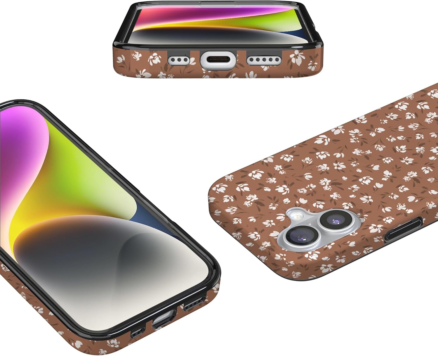 Casely iPhone 17 Case | Mocha Meadow | Tiny Flowers | Compatible with MagSafe | Classic Ultra Slim Design