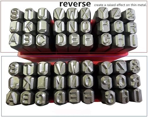 Vista 53 de Wokesi Kit de alfabeto de letras mayúsculas de 1/8" (3 mm) de altura, de acero, para timbre a mano, presión, para molde, código, etiqueta
