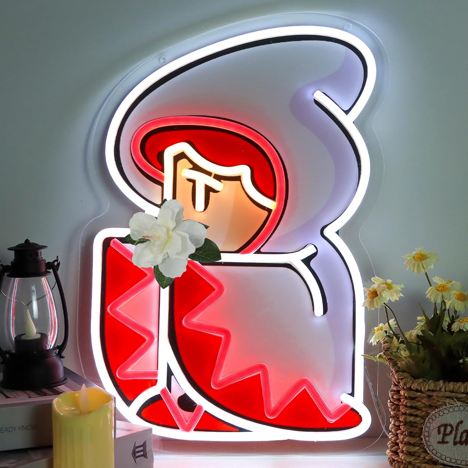 Pugna Bit White Mage Merch Neon Signs for Wall Decor Game Neon Lights for Bedroom Led Signs Suitable for Dormitory Man Cave Christmas Gift