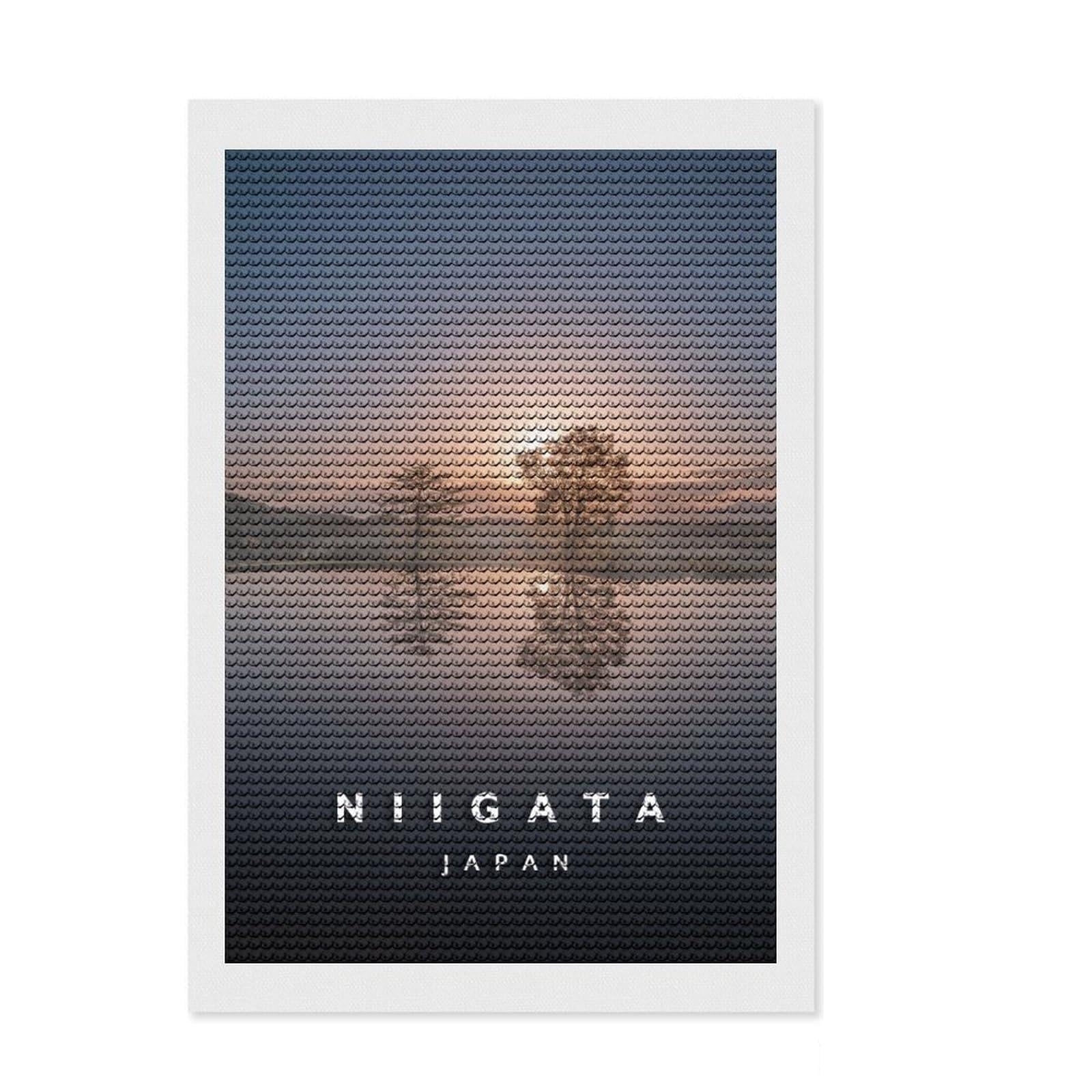 Junmoney Niigata Rice Fields 5D Diamond Painting Kit 8"x12", Round Gems, Sparkling Crystal Beads, Artistic Hobby, Farmhouse Decor