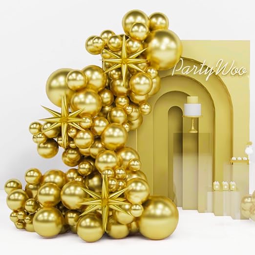 Product image for PartyWoo Pearl Emerald Green and Metallic Gold Balloons Set - 2