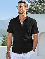 Vista 37 de JMIERR Camisas de vestir a rayas con botones y manga corta para hombre