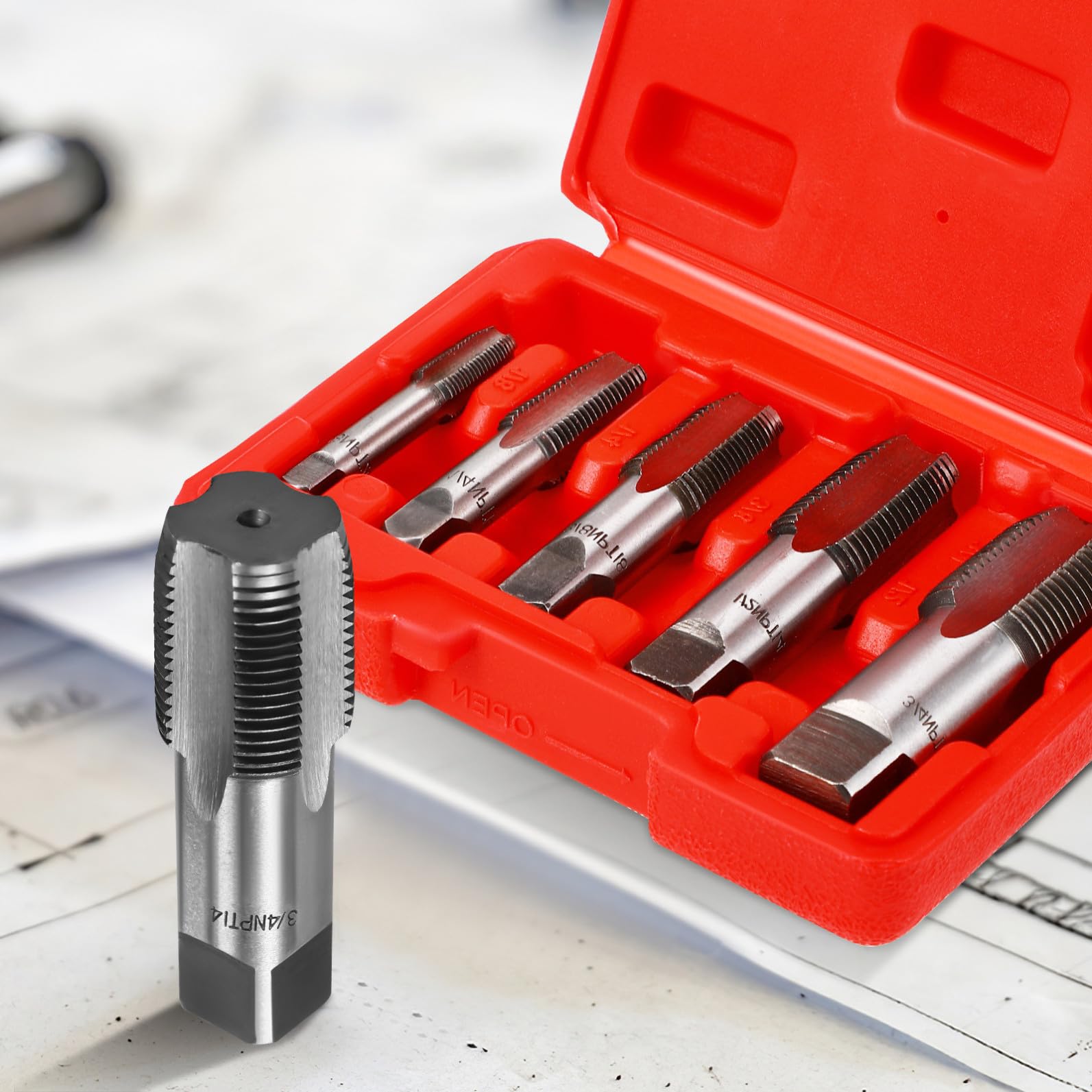 Homoyoyo 5pezzi Maschi Npt Acciaio Al Carbonio Per Riparazione Tubazioni Kit Versatile Con Diverse Per Idraulica e Manutenzione Meccanica Custodia Inclusa Per Comodo Stoccaggio