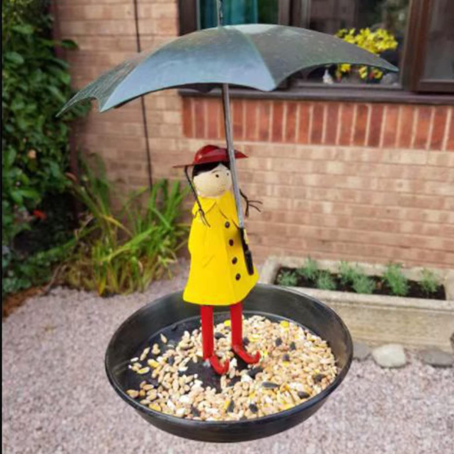 Mangiatoia per uccellini per bambine con ombrello, mangiatoie per uccelli selvatici da appendere all'aperto creative per decorazioni per terrazze per recinzioni del patio del cortile del giardino