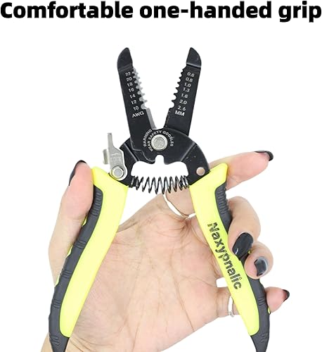 Miniatura 7 de Herramienta pelacables 10-22 AWG, Micro pelacables, Alicates de alambre aislados, Herramienta multifuncional para pelar cables, Cortadores de alambre