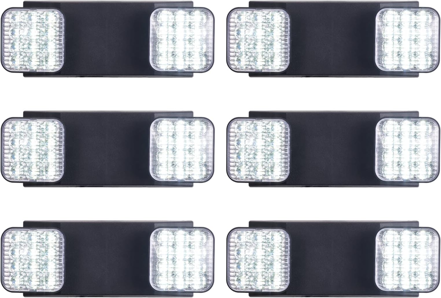 CM MZY Black Emergency Lights with Battery Backup, Commercial Emergency Lighting Fixtures, Two Adjustable LED Light Heads, 120-277V AC, UL Certified 6pcs
