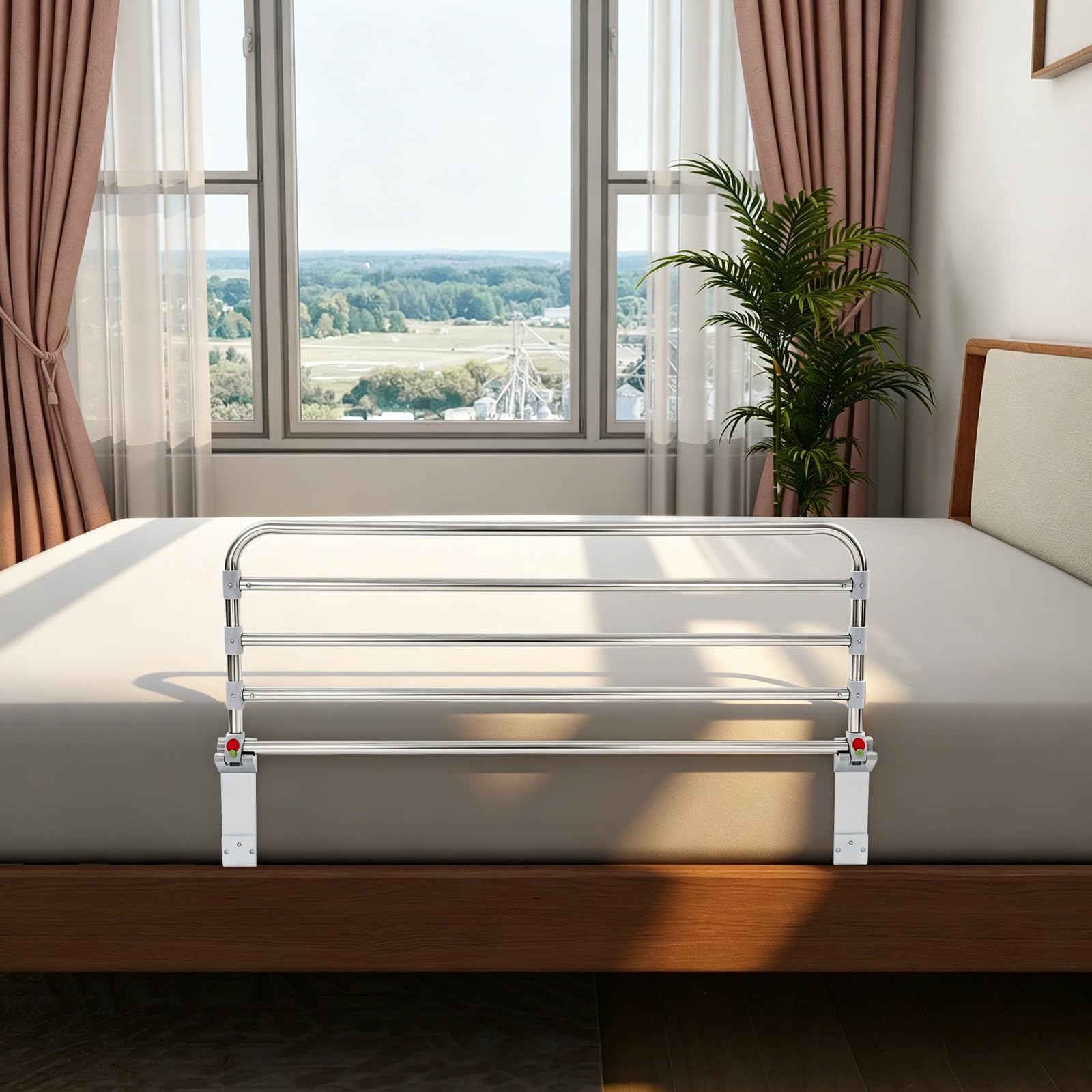 Griglia di protezione per letto per anziani, 90 cm, pieghevole, portatile, di sicurezza, regolabile, per alzarsi, per la cura della casa, portata 100 kg