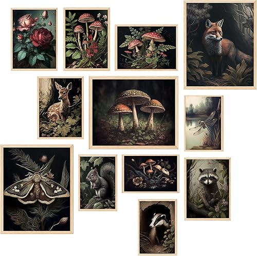 TRAMIN Cottagecore - Decoración estética de habitación, decoración de casa de campo oscura, decoración de pared con núcleo de cabaña, impresión de