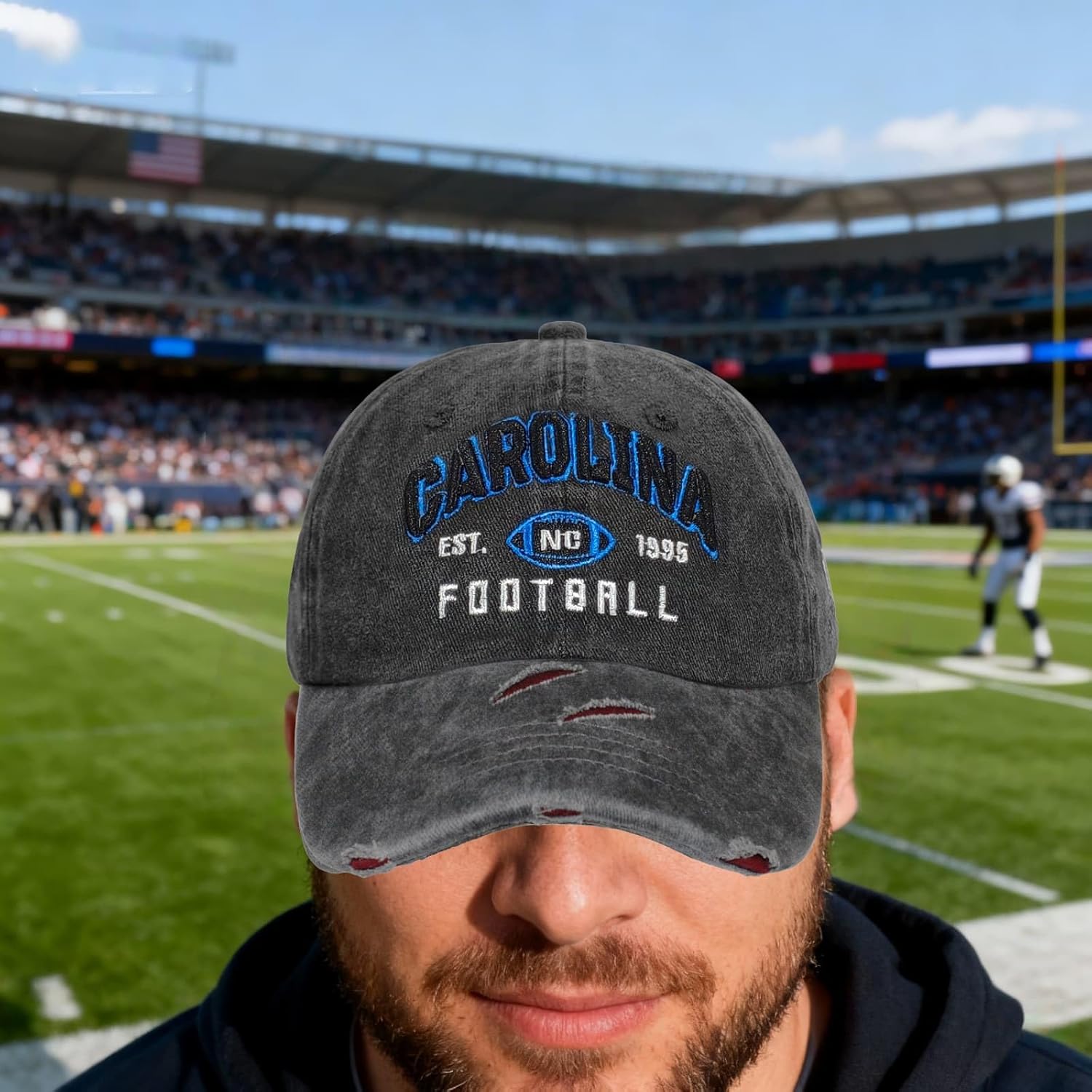 Football Hat Baseball Cap Embroidered City Vintage Fans Cap Hat for Men Women Cotton Cap Adjustable Buckle Strap - Image 6