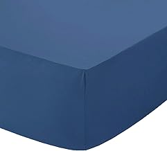 British Home Bedding - Plain Polycotton Percale Fitted Bed Sheets - Shrinkage and Fade resistant with a soft luxurious finish (Mid Blue, Double)