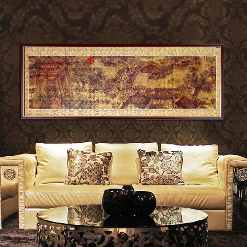 1000 Piece Jigsaw Puzzle for Adults,The Chinese Famous Paintings Riverside Scene at Qingming Festival Puzzles, Softclick Completed Puzzles as Hanging Picture,Home Decoration