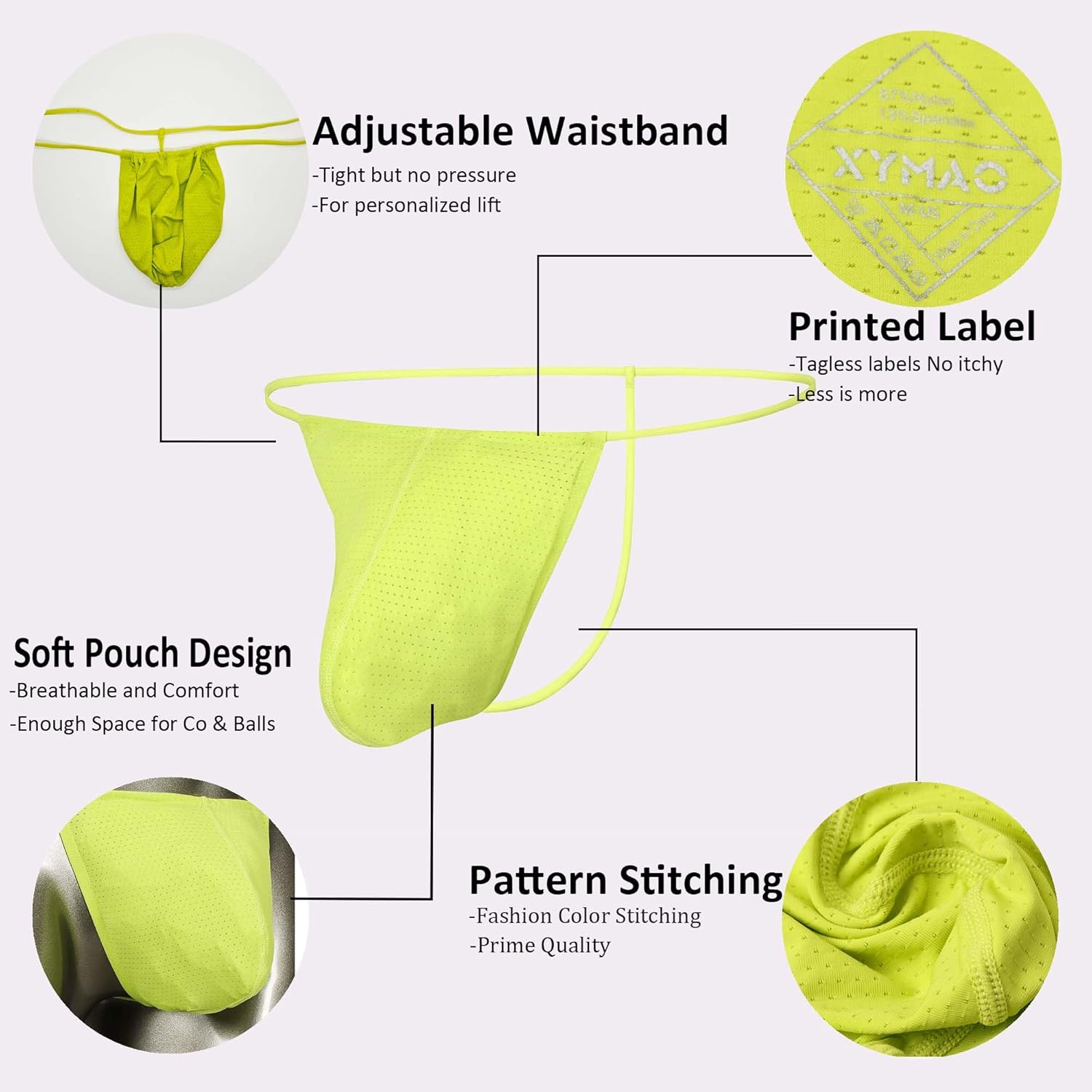 Men's G String Thong for Man, Adjustable Bulge Pouch Male Thongs, Soft Breathable & Comfort Fit T Back - Image 4