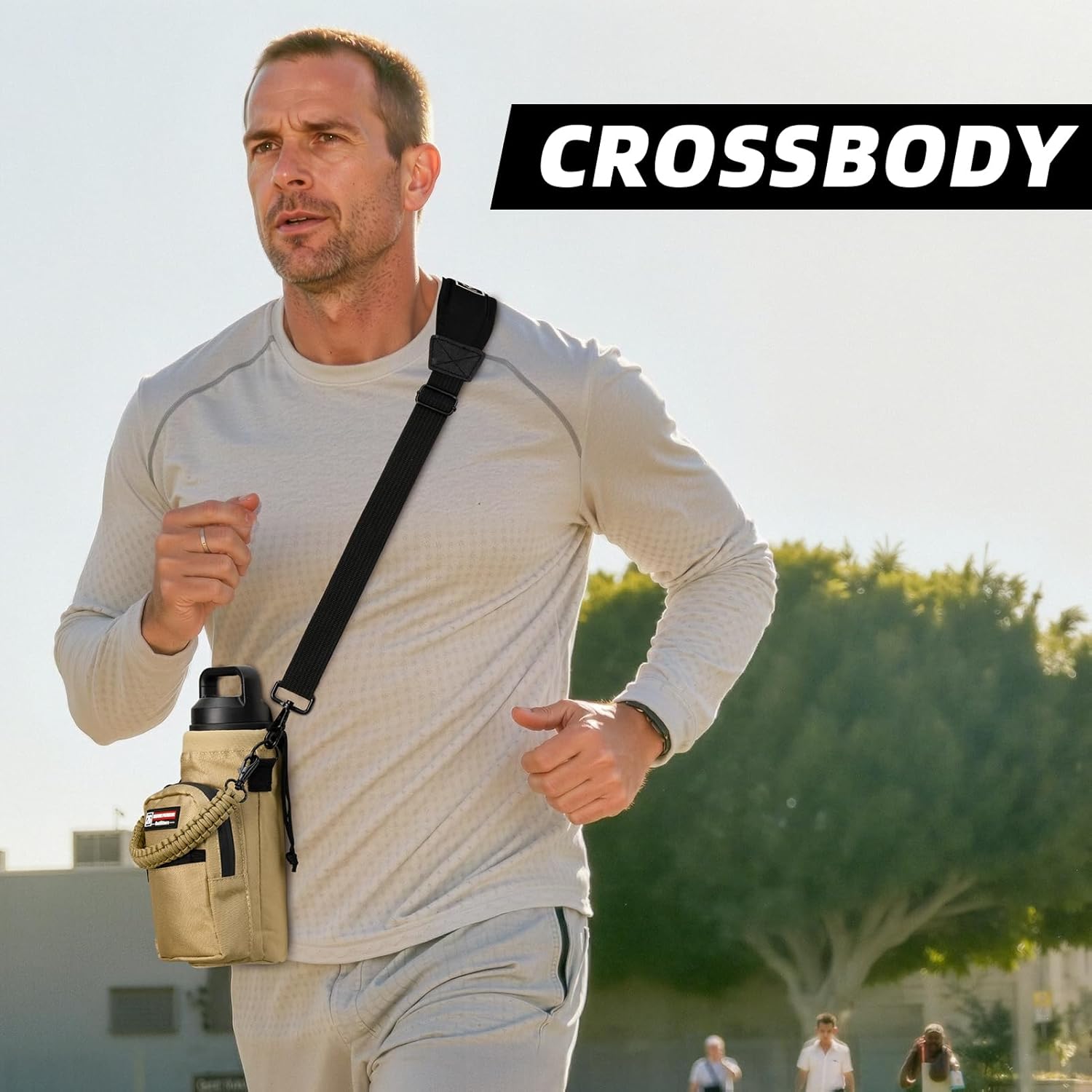 NATURE PIONEOR Water Bottle Holder with Adjustable Strap - 26/32/36/40/46/64oz Insulated Water Bottle Sling Carrier with Paracord Handle & 2 Pockets, Outdoor Sports, Hiking, Camping, Gym - Image 7