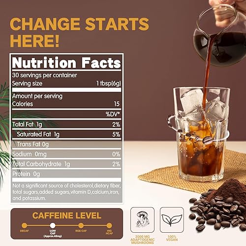 Miniatura 2 de Café de hongos, café instantáneo de hongos con 6 hongos melena de león, cordyceps, cola de pavo y otros para energía, concentración, digestión,