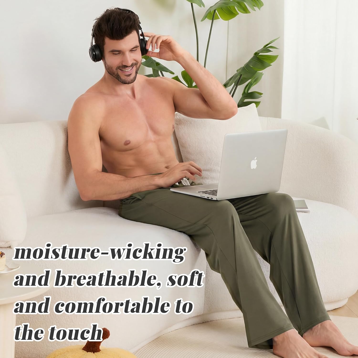 Vulcanodon Mens Cotton Pajama Pants Lightweight Soft Sleep Bottoms with Pockets and Button Fly Lounge PJ - Image 5