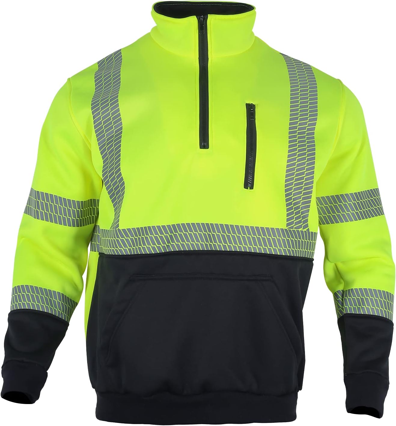 VENDACE Hi Vis Safety Reflective Sweatshirt for Men ANSI Class 3 High Visibility Fleece 1/4 Zipper Jacket No Hood (Yellow,2XL) - Image 2